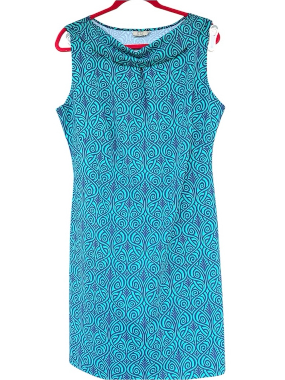 Katherine Way Teal and Navy Sleeveless Midi Dress